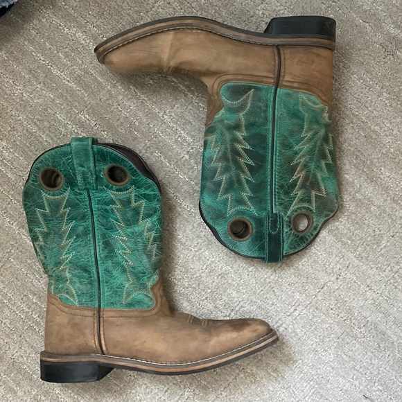 SMOKY MOUNTAIN COWBOY TEAL BROWN BOOTS 6 - Picture 4 of 5